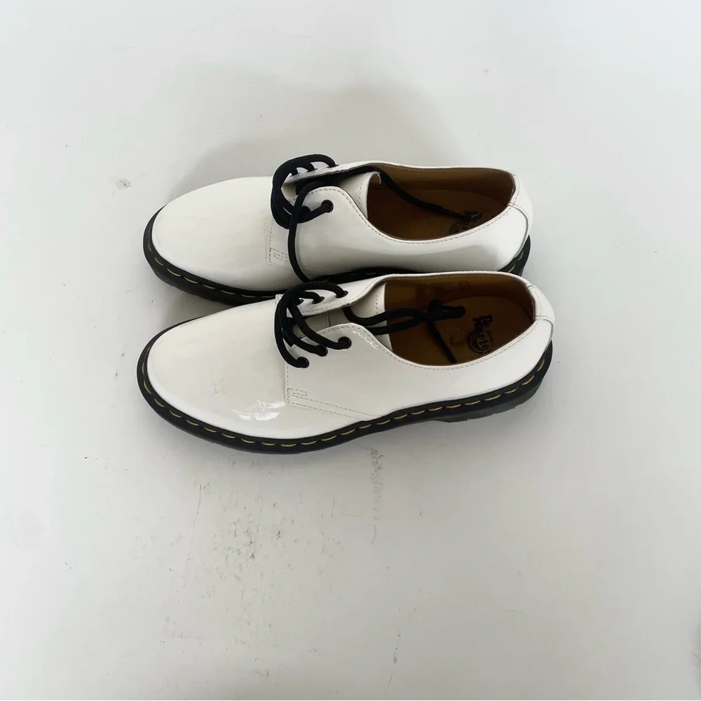 White Patent Leather Dr Martens Shoes - Picture 3 of 4